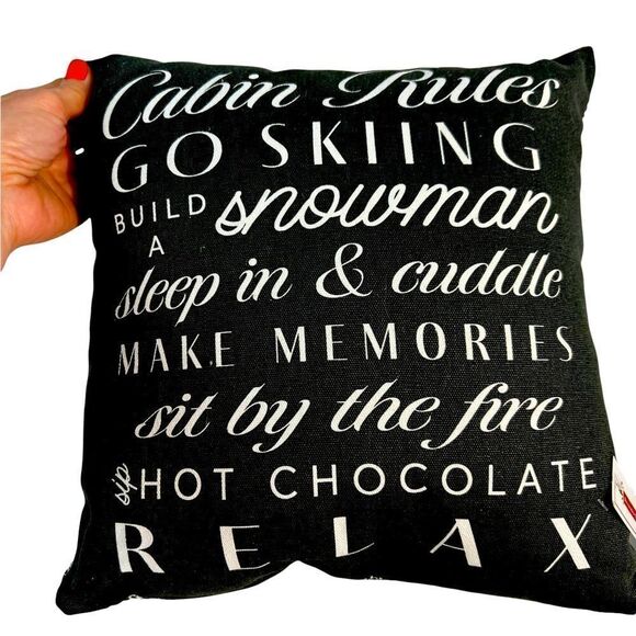 🔥NEW🔥 CABIN RULES PILLOW REVERSIBLE WITH CUTE RULES - Picture 1 of 3
